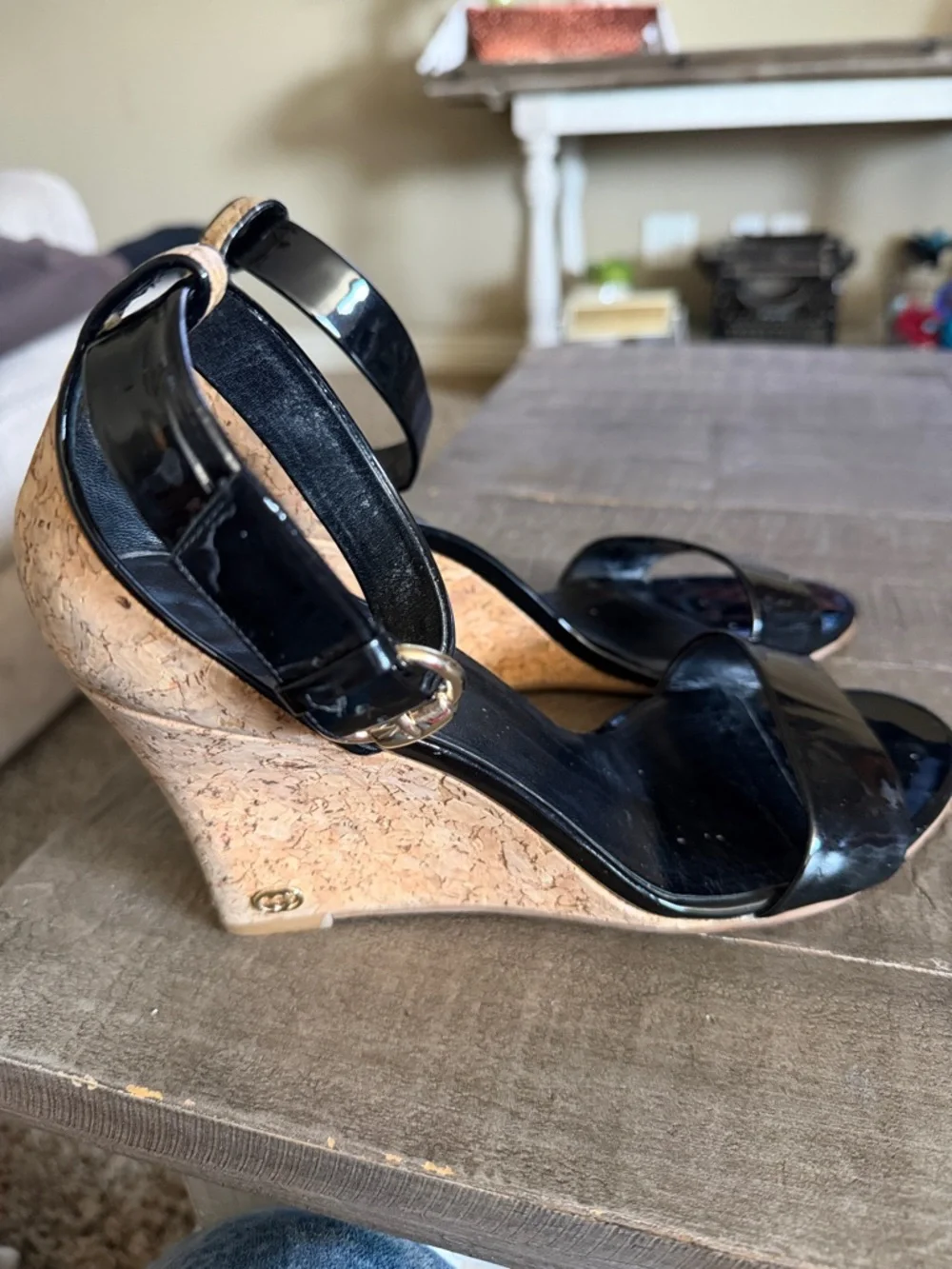 Gucci Santander Cork Wedge Ankle-Strap Sandals - Picture 2 of 10